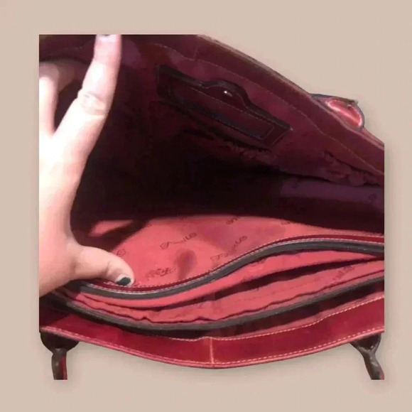 Fossil Red Leather Laptop Bag Great Condition - Picture 3 of 5